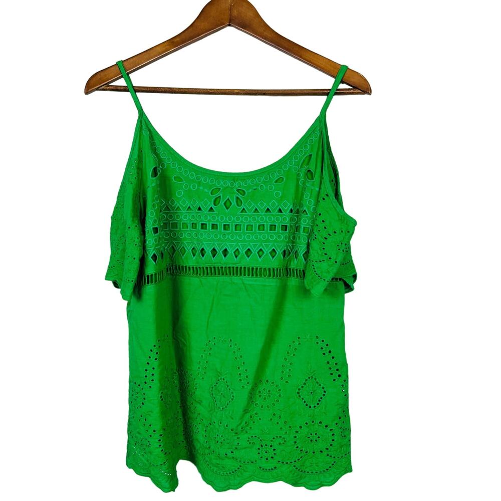 Skies Are Blue Kelly Green Eyelet Tank Strappy - M